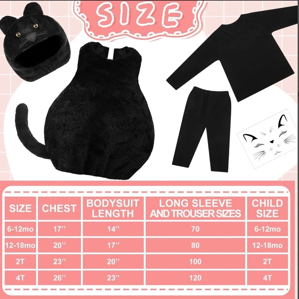 Adorable Black Cat Kids Halloween Costume